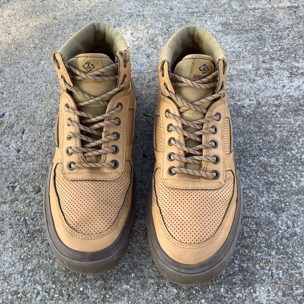 Speedy Top-Sider Rare Soletide 2-Eye Mid Mens Wheat Sneakers‎ STS24693 Size 10.5